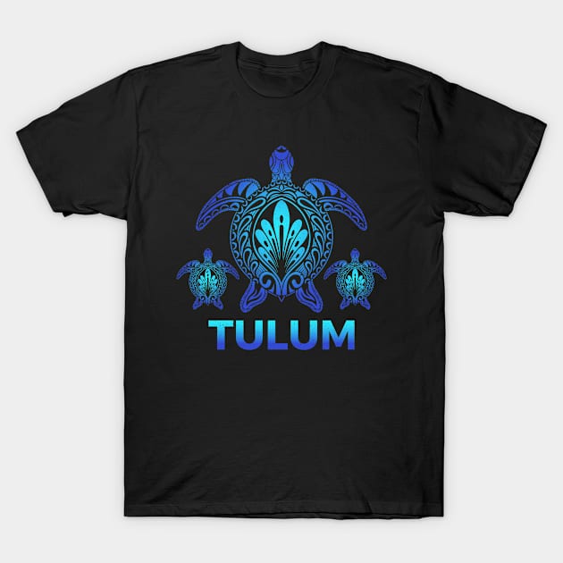 Vintage Tulum Mexico Ocean Blue Sea Turtle Souvenirs T-Shirt by kalponik